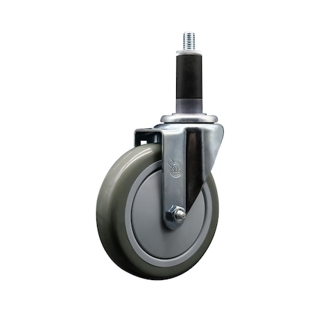 Service Caster 5'' SS Gray Poly Wheel Swivel 1-1/8'' Expanding Stem Caster SCC-SSEX20S514-PPUB-118